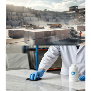 Chemicals for marble/granite from quarry processing to final treatment